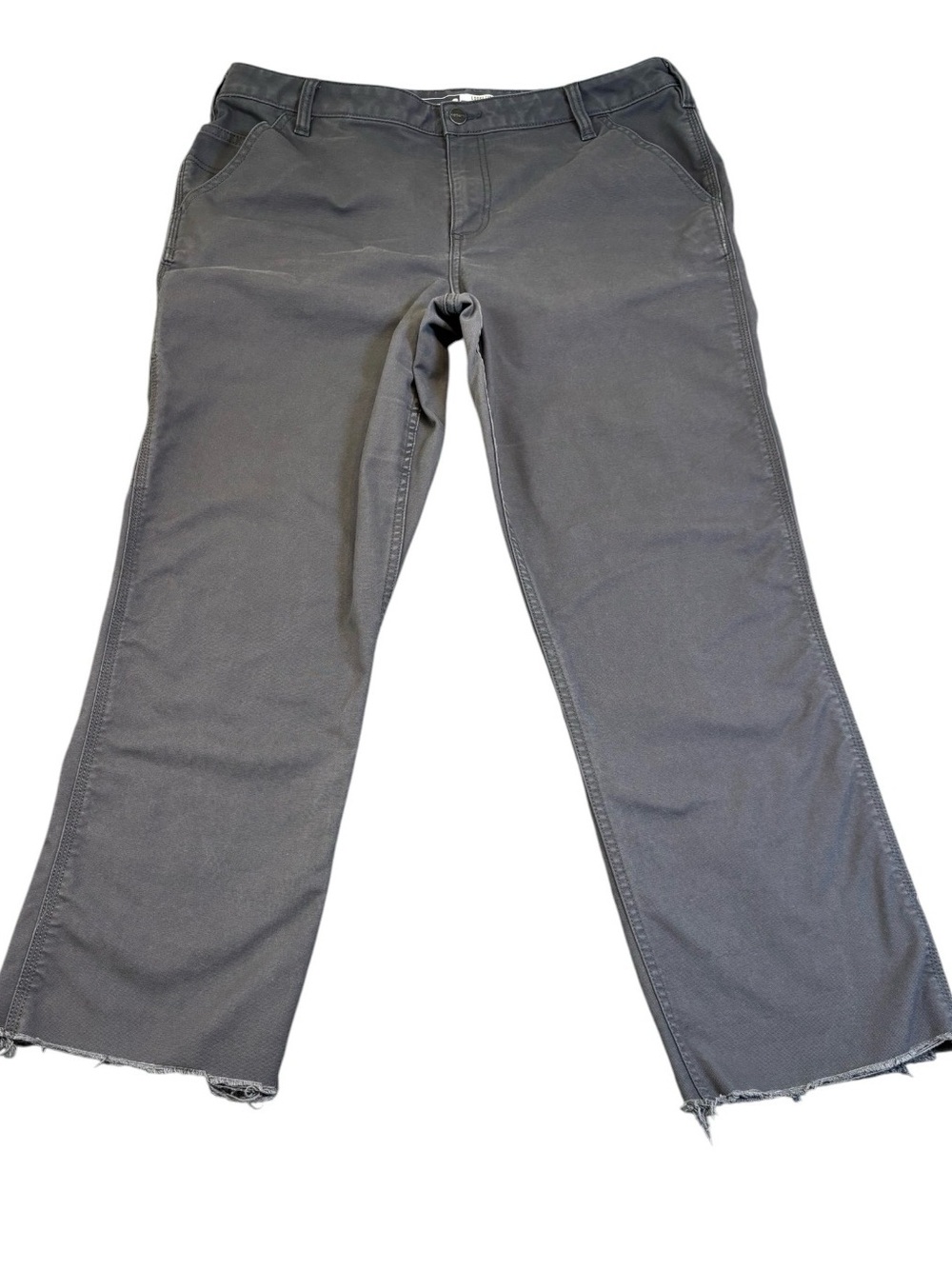Carhartt Women's 16 Loose Fit Rugged Flex Canvas Work Pants Gray Raw Hem BN3109